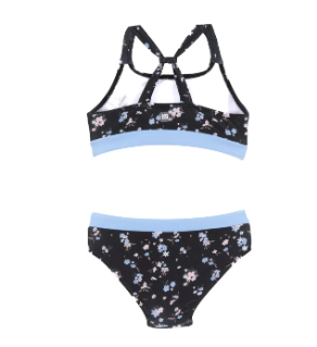 Girls' Black Two-Piece UV Swimsuit