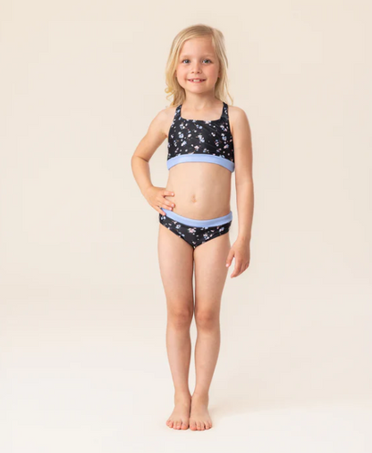 Girls' Black Two-Piece UV Swimsuit
