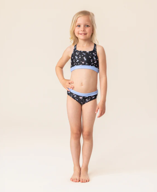 Girls' Black Two-Piece UV Swimsuit