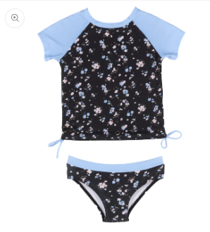 Girls' Black Two-Piece UV Swimsuit