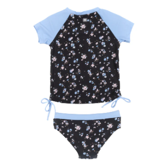 Girls' Black Two-Piece UV Swimsuit