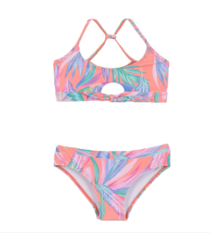 Girls' Two-Piece Coral UV Swimsuit