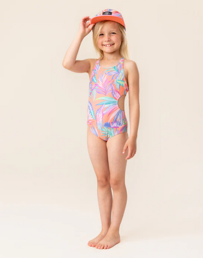 Girls' Coral One-Piece UV Swimsuit