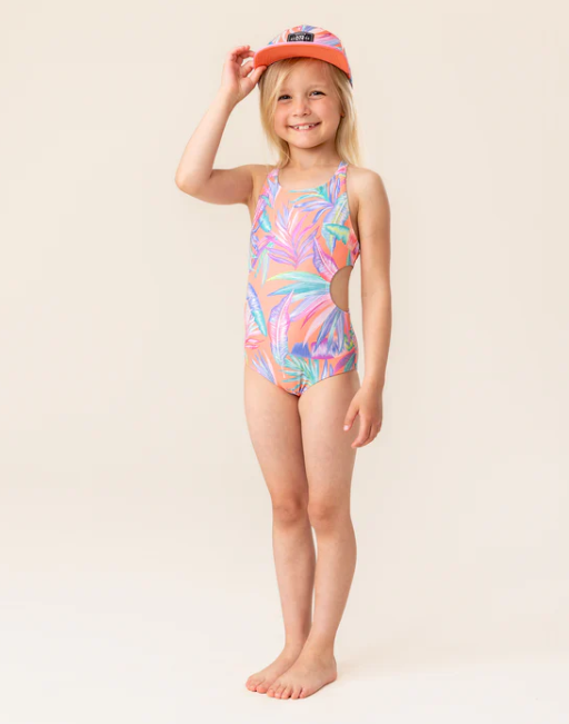 Girls' Coral One-Piece UV Swimsuit