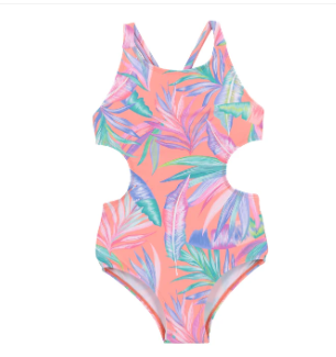 Girls' Coral One-Piece UV Swimsuit