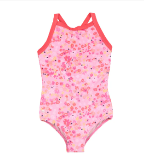 Girls' Pink One-Piece UV Swimsuit