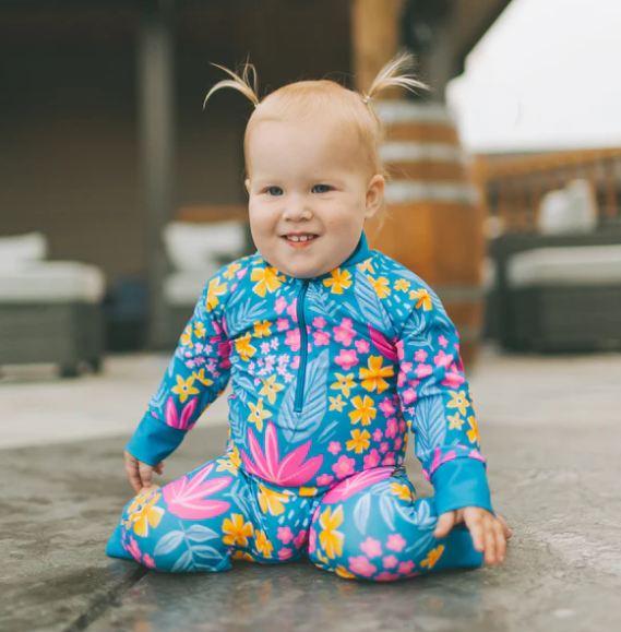 Full Zipper Sunsuit - Bloom Lagoon