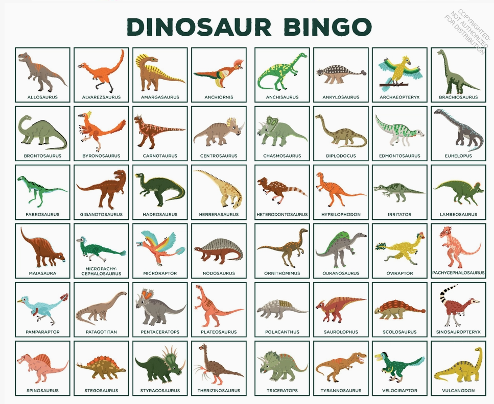 Dinosaur Bingo