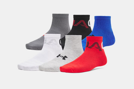 UA Essential Kids' 6-Pack Quarter Socks