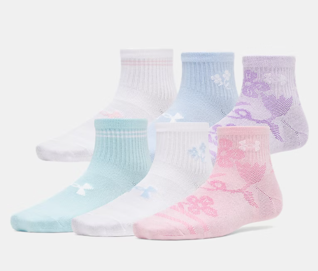 UA Essential Kids' 6-Pack Quarter Socks