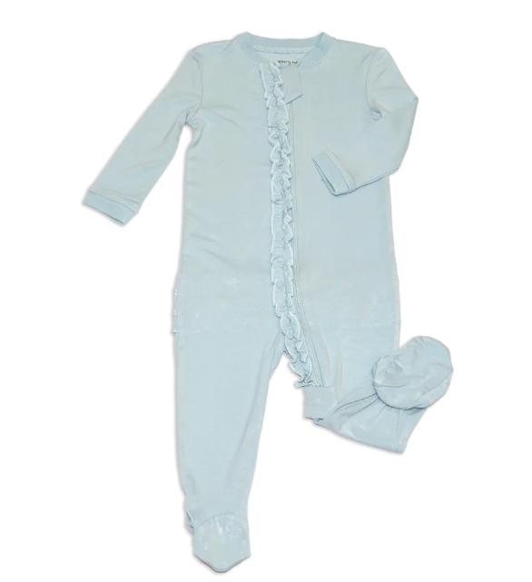 Bamboo Ruffle Footie w/ Two Way Zipper
