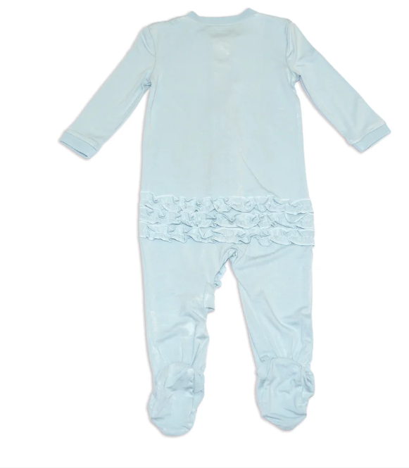 Bamboo Ruffle Footie w/ Two Way Zipper