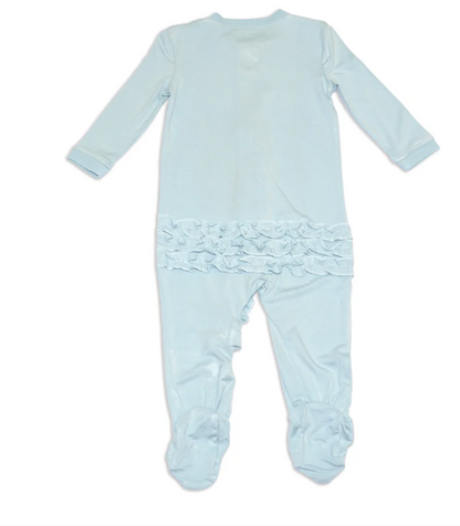 Bamboo Ruffle Footie w/ Two Way Zipper