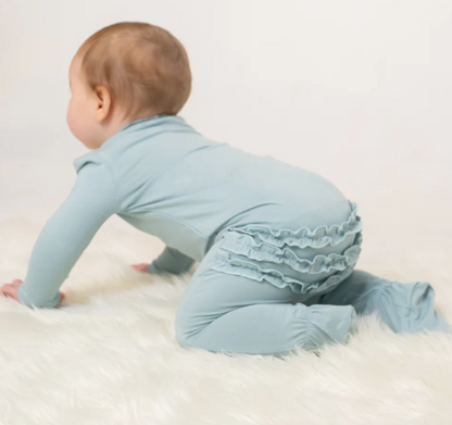 Bamboo Ruffle Footie w/ Two Way Zipper