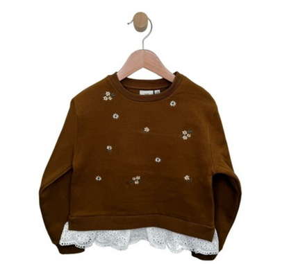 Eyelet Trim Crewneck