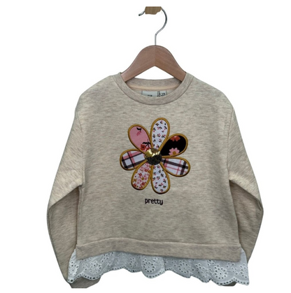 Eyelet Trim Crewneck