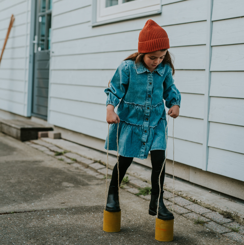 Girl's Denim Collared Dress