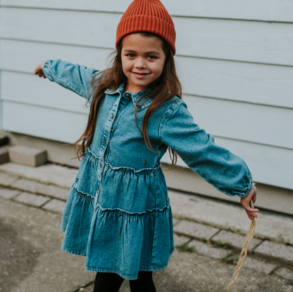 Girl's Denim Collared Dress