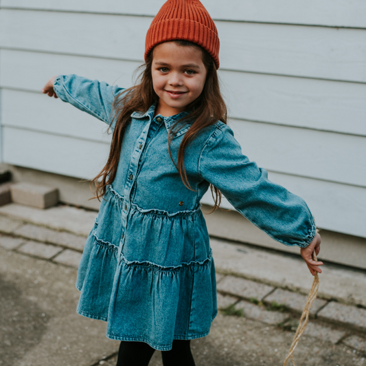Girl's Denim Collared Dress