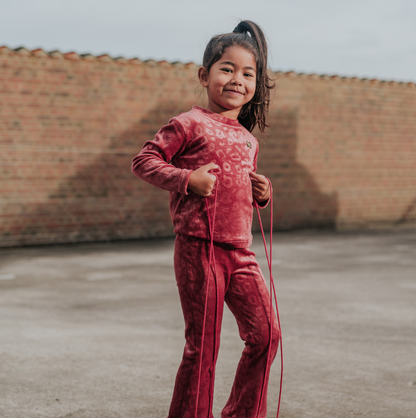 Girl's Leopard Velour Flares