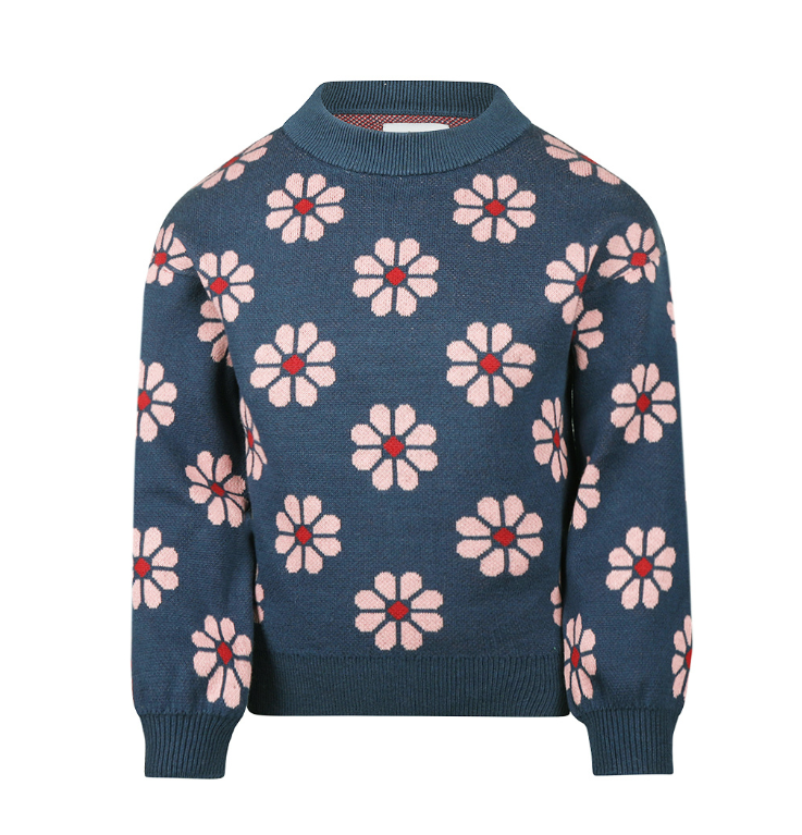 Girl's Floral Knitted Jumper