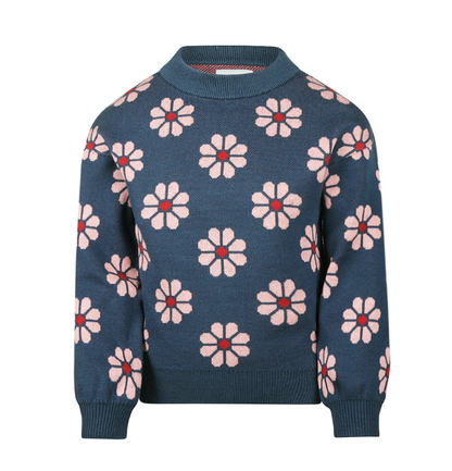 Girl's Floral Knitted Jumper
