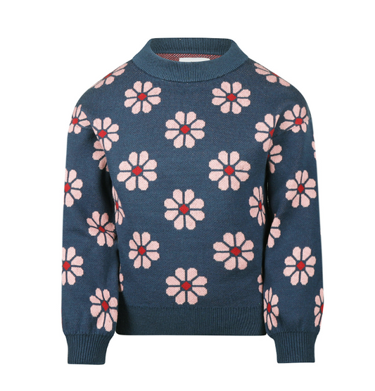 Girl's Floral Knitted Jumper