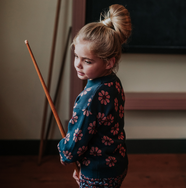 Girl's Floral Knitted Jumper