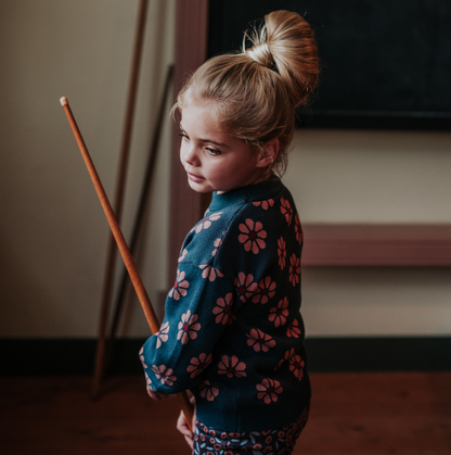 Girl's Floral Knitted Jumper