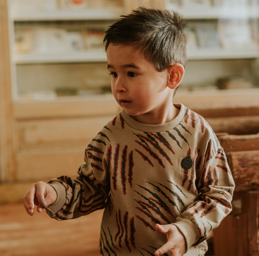 Boy's Tiger Scratch Crewneck