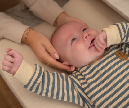 Infant Blue and Cream Stripe Crewneck