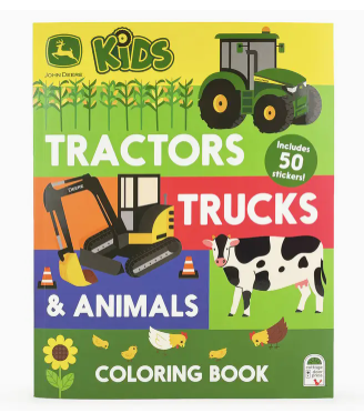 John Deere Kids Tractors, Trucks & Animals Coloring Book with Stickers