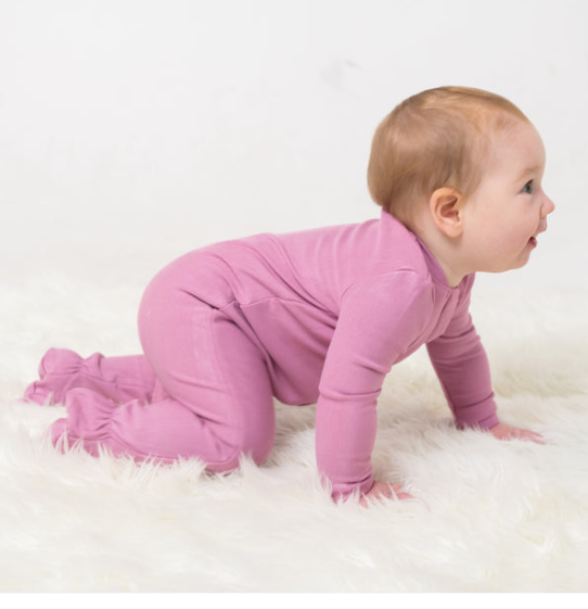 Bamboo Fleece Footie w/2 Way Zipper -Mauve Orchid