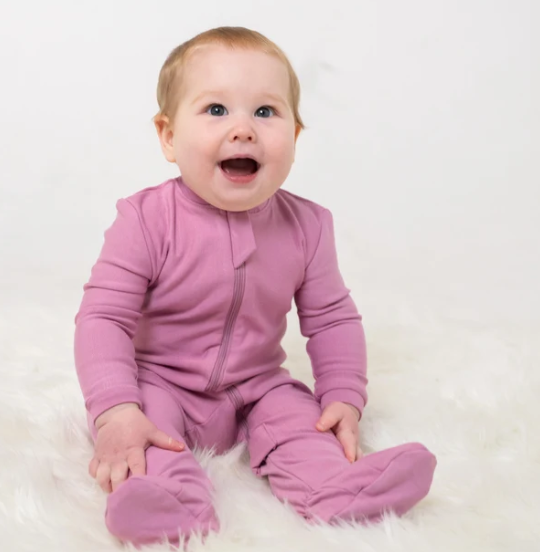 Bamboo Fleece Footie w/2 Way Zipper -Mauve Orchid