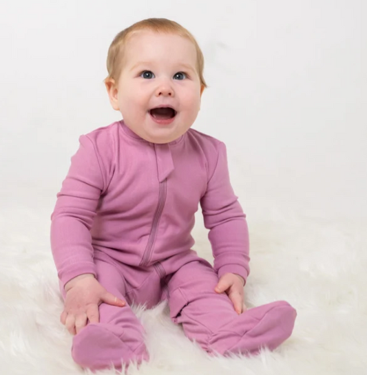 Bamboo Fleece Footie w/2 Way Zipper -Mauve Orchid