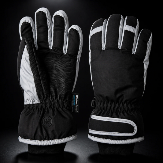 Night Shred Reflective Boy's Black Silver Ski Glove