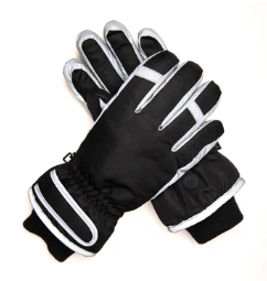 Night Shred Reflective Boy's Black Silver Ski Glove