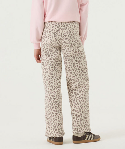 Youth pink leopard wide leg jeans