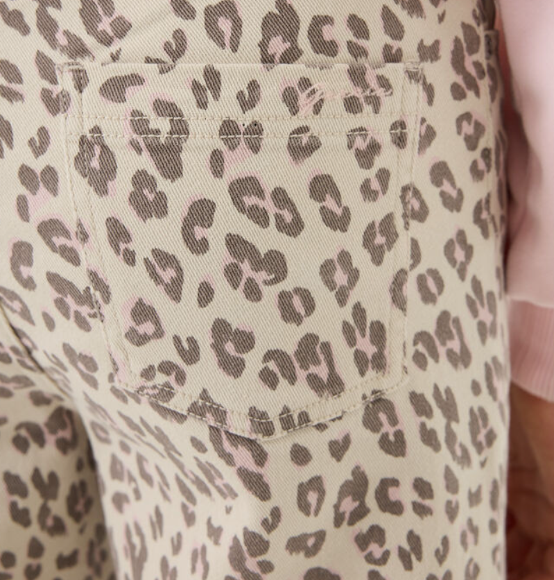 Youth pink leopard wide leg jeans