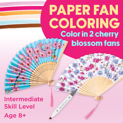 Paper Fan Painting Kit for Kids - Cherry Blossoms