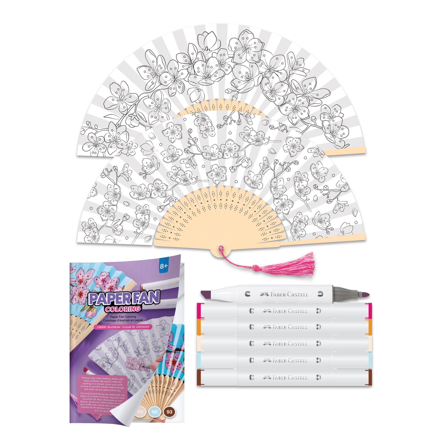 Paper Fan Painting Kit for Kids - Cherry Blossoms