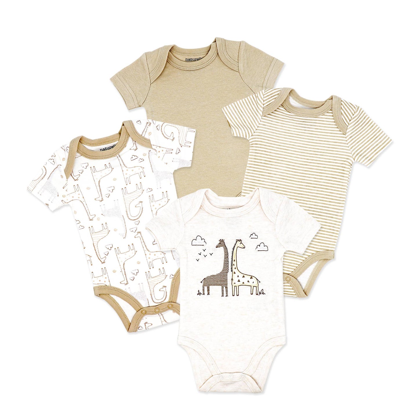 Naturelle 4 Pack Short Sleeve Bodysuit