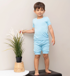 Bamboo Short Sleeve Top & Shorts Pajama Set (Bluebonnet)