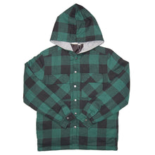 Load image into Gallery viewer, Boys Button Up Plaid Hooded Shacket
