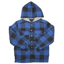 Load image into Gallery viewer, Boys Button Up Plaid Hooded Shacket
