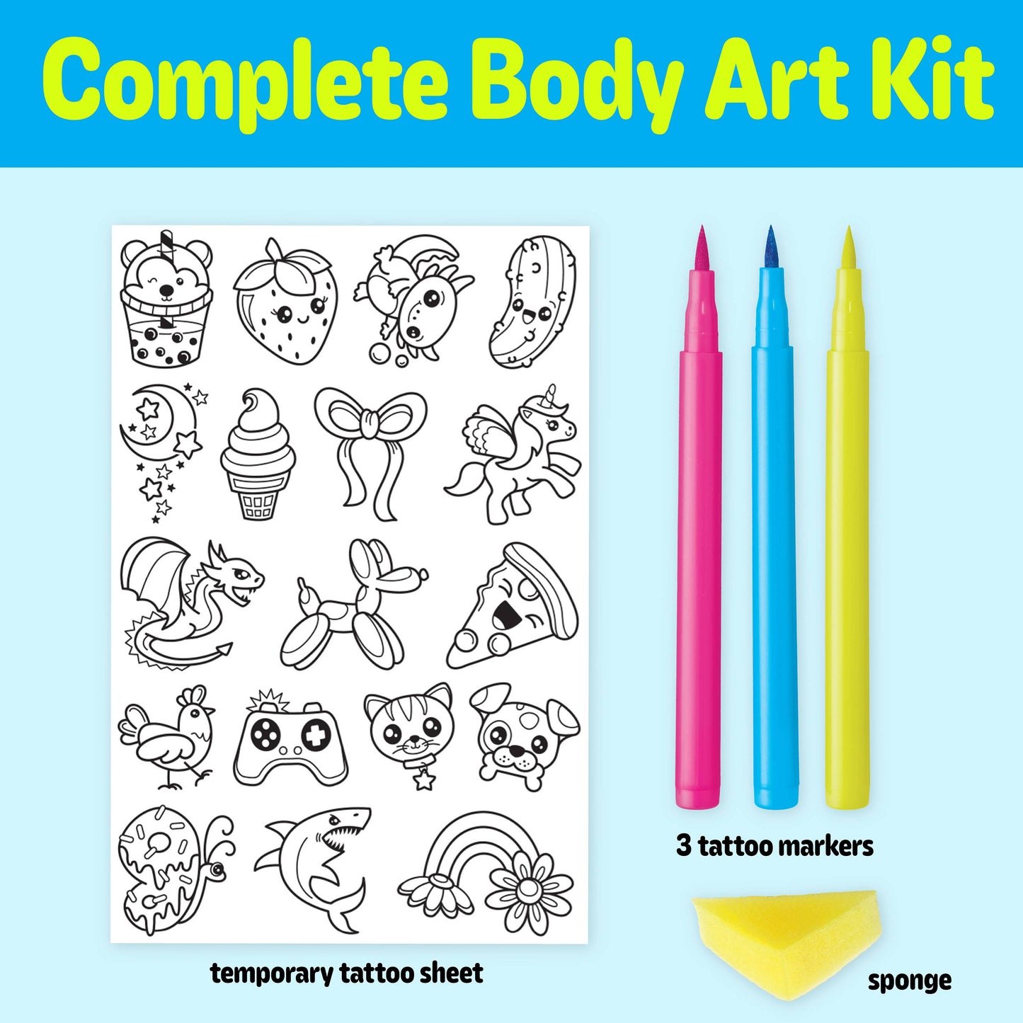 Color in Neon Tattoos Mini Craft Kit for Kids