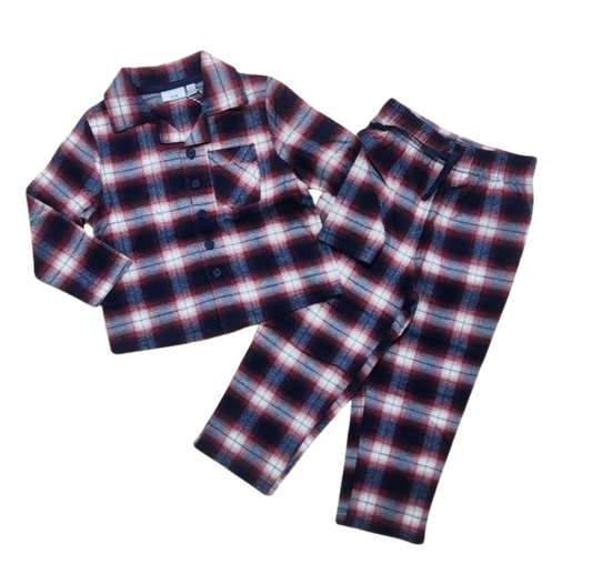Youth Button Up Plaid Pajamas