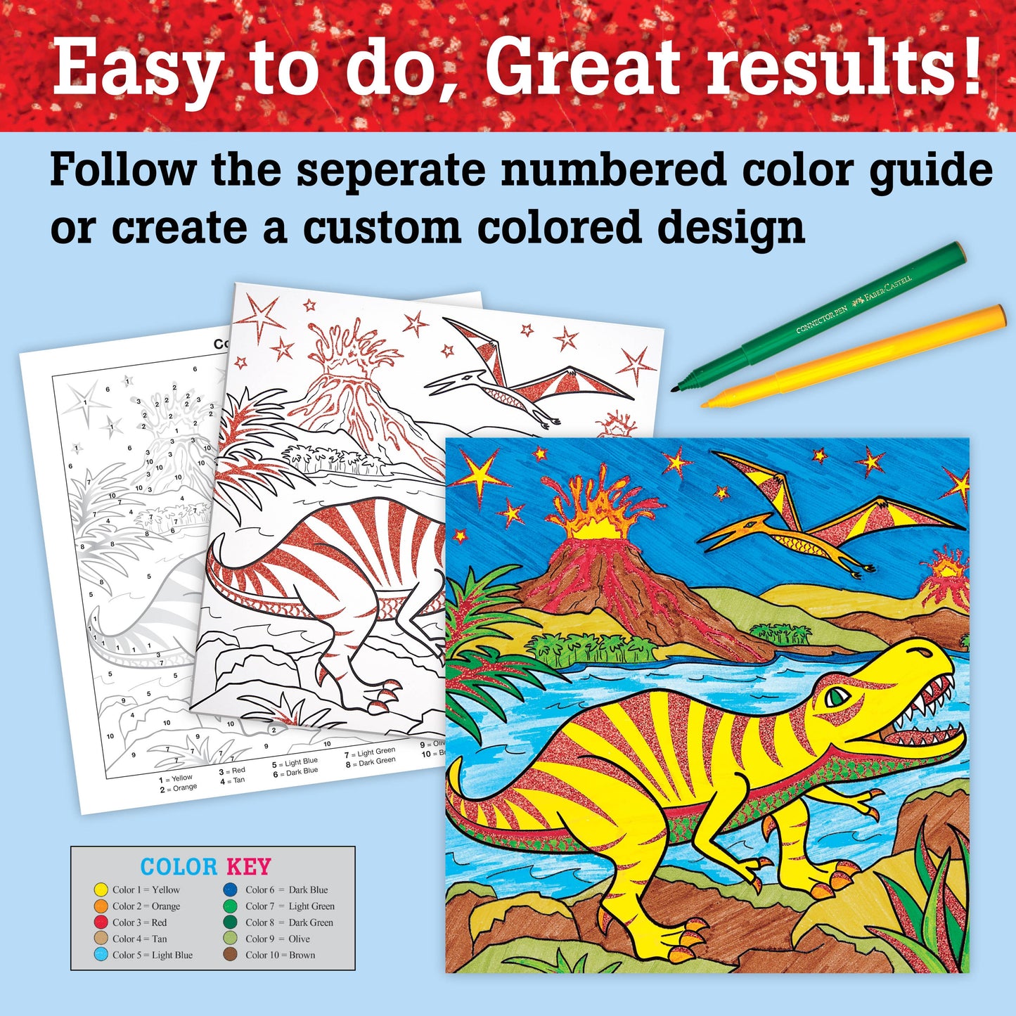 Marker Color by Number T-Rex Foil Fun Kit for Kids