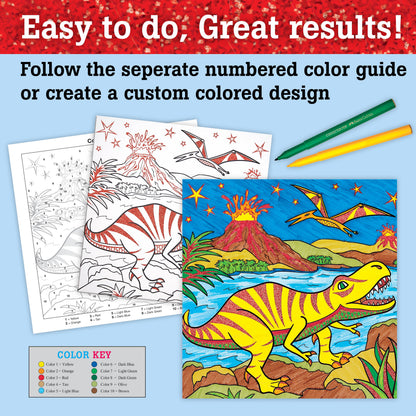 Marker Color by Number T-Rex Foil Fun Kit for Kids