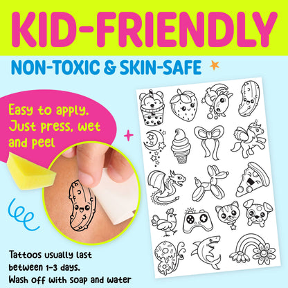 Color in Neon Tattoos Mini Craft Kit for Kids